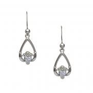 April - Cubic Zirconia Birthstone Claddagh Earrings