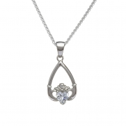 April - Cubic Zirconia Birthstone Claddagh Pendant