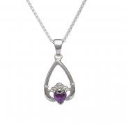 February - Amethyst Birthstone Claddagh Pendant