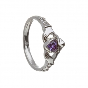 February - Amethyst Birthstone Claddagh Ring