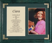 8x10 First Name Meaning Gold Corner (Green Frame)