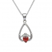 January - Garnet Birthstone Claddagh Pendant