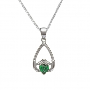 May - Emerald Birthstone Claddagh Pendant