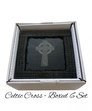 Celtic Cross Slate Coaster - Boxed 6 pack