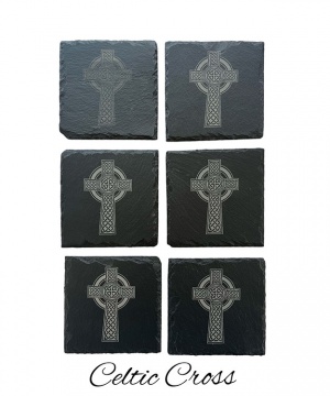 Celtic Cross Slate Coaster - 6 pack
