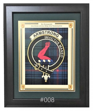 Clan Badge and Tartan - Framed Walnut - 11x14