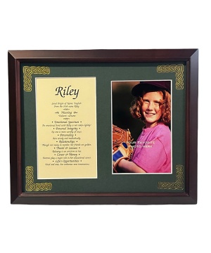 8x10 First Name Meaning Gold Corner (Walnut Frame)