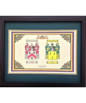 Double Coat of Arms Framed Walnut 16x20