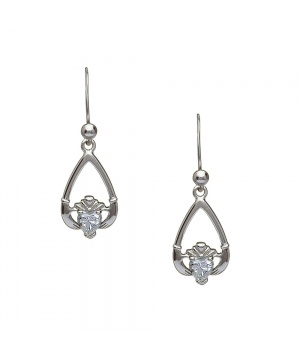 April - Cubic Zirconia Birthstone Claddagh Earrings