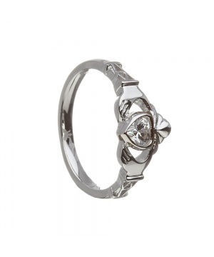 April - Cubic Zirconia Birthstone Claddagh Ring