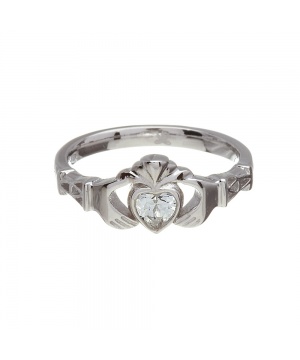 April - Cubic Zirconia Birthstone Claddagh Ring