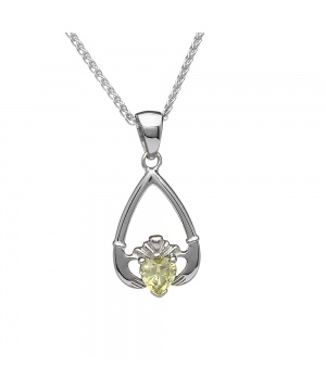 August - Peridot Birthstone Claddagh Pendant