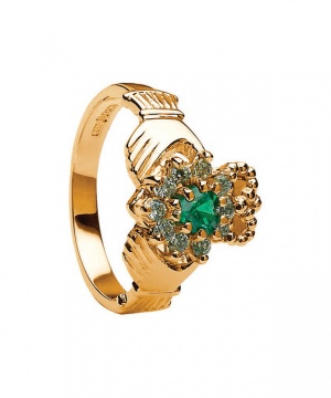 Claddagh Diamond Emerald Cluster