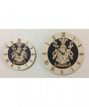 Last Names Coats of Arms Clock - 11 inch