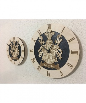 Last Names Coats of Arms Clock - 8 inch