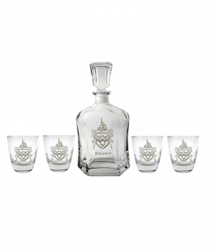 Coat of Arms Decanter with 4 Glasses Set