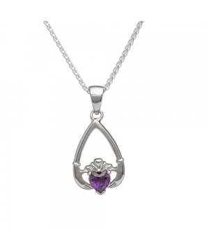 February - Amethyst Birthstone Claddagh Pendant