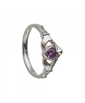 February - Amethyst Birthstone Claddagh Ring