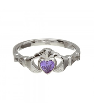 February - Amethyst Birthstone Claddagh Ring