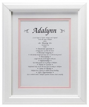 8x10 First Name Meaning (White Frame)