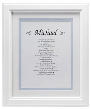 8x10 First Name Meaning (White Frame)
