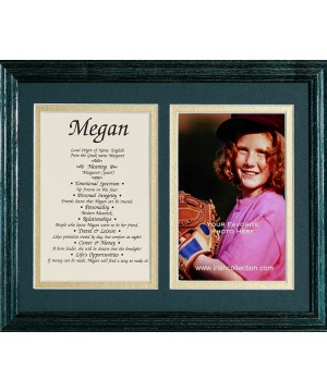 8x10 First Name Meaning (Double Matte/Green Frame)