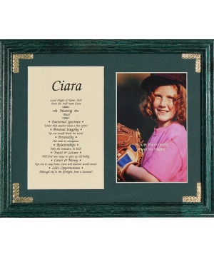 8x10 First Name Meaning Gold Corner (Green Frame)