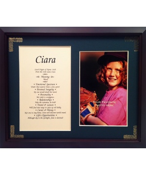 8x10 First Name Meaning Gold Corner (Walnut Frame)