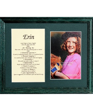 8x10 First Name Meaning Photo (Green Frame)