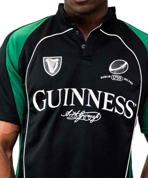 Guinness Black and Green Short sleeve performance Rugby Jersey