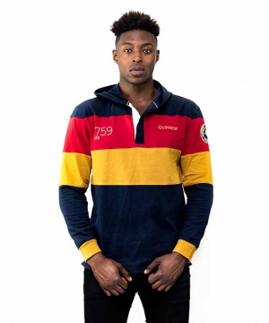 Guinness Navy Paneled Hooded Rugby Jersey