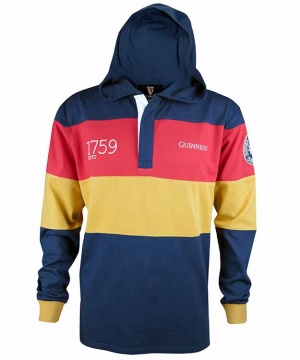 Guinness Navy Paneled Hooded Rugby Jersey
