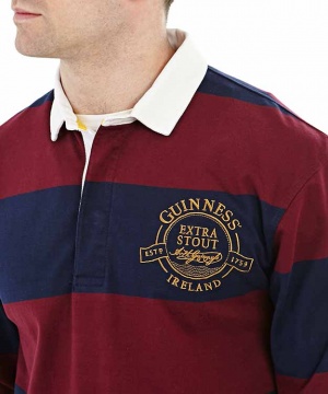 Guinness Wine and Navy Striped Rugby Jersey