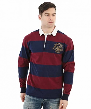 Guinness Wine and Navy Striped Rugby Jersey