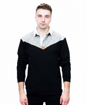 Guinness Heritage Charcoal Grey and Black Long Sleeve Rugby Jersey
