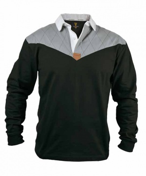 Guinness Heritage Charcoal Grey and Black Long Sleeve Rugby Jersey