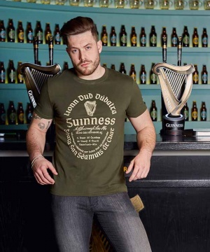 Guinness Kaki Green Gaelic Label Tee