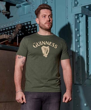 Guinness Green Vintage Heathered Harp Tee