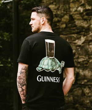 Guinness Black Gilroy Vintage Turtle Print Premium Tee