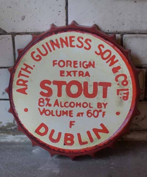 Guinness Red Vintage Bottle Cap Sign