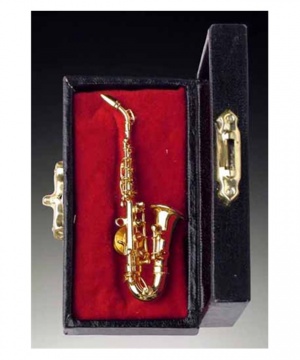 Gold Brass Saxophone Pin With Case
