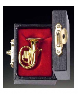 Gold Brass Tuba Pin With Case