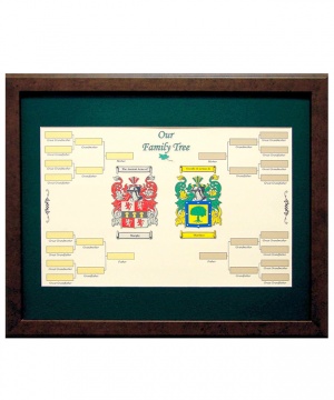 Family Tree with Double Coat of Arms Framed and Matted 16x20