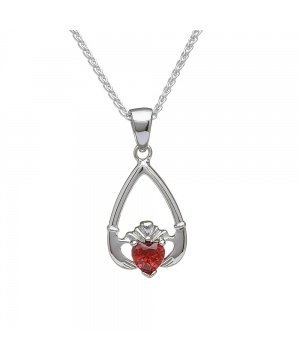 January - Garnet Birthstone Claddagh Pendant