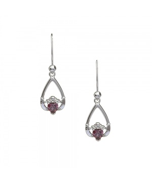 June - Alexandrite Birthstone Claddagh Earrings