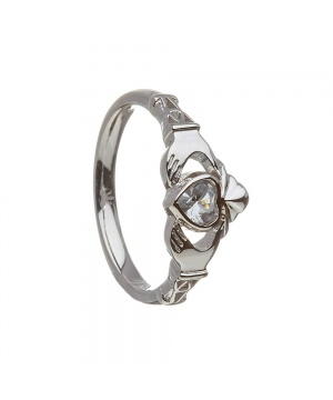 March - Aquamarine Birthstone Claddagh Ring