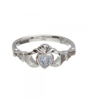 March - Aquamarine Birthstone Claddagh Ring