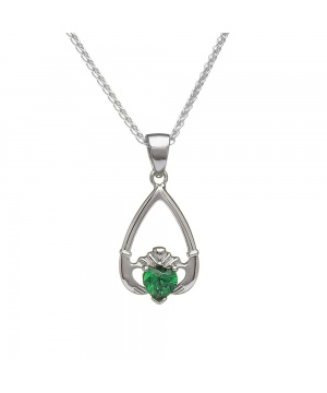 May - Emerald Birthstone Claddagh Pendant