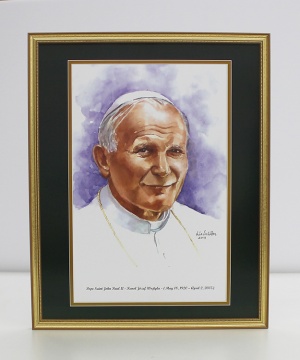 Pope Saint John Paul II Framed Watercolor Print 16x20