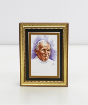 Pope Saint John Paul II Framed Watercolor Print 5x7